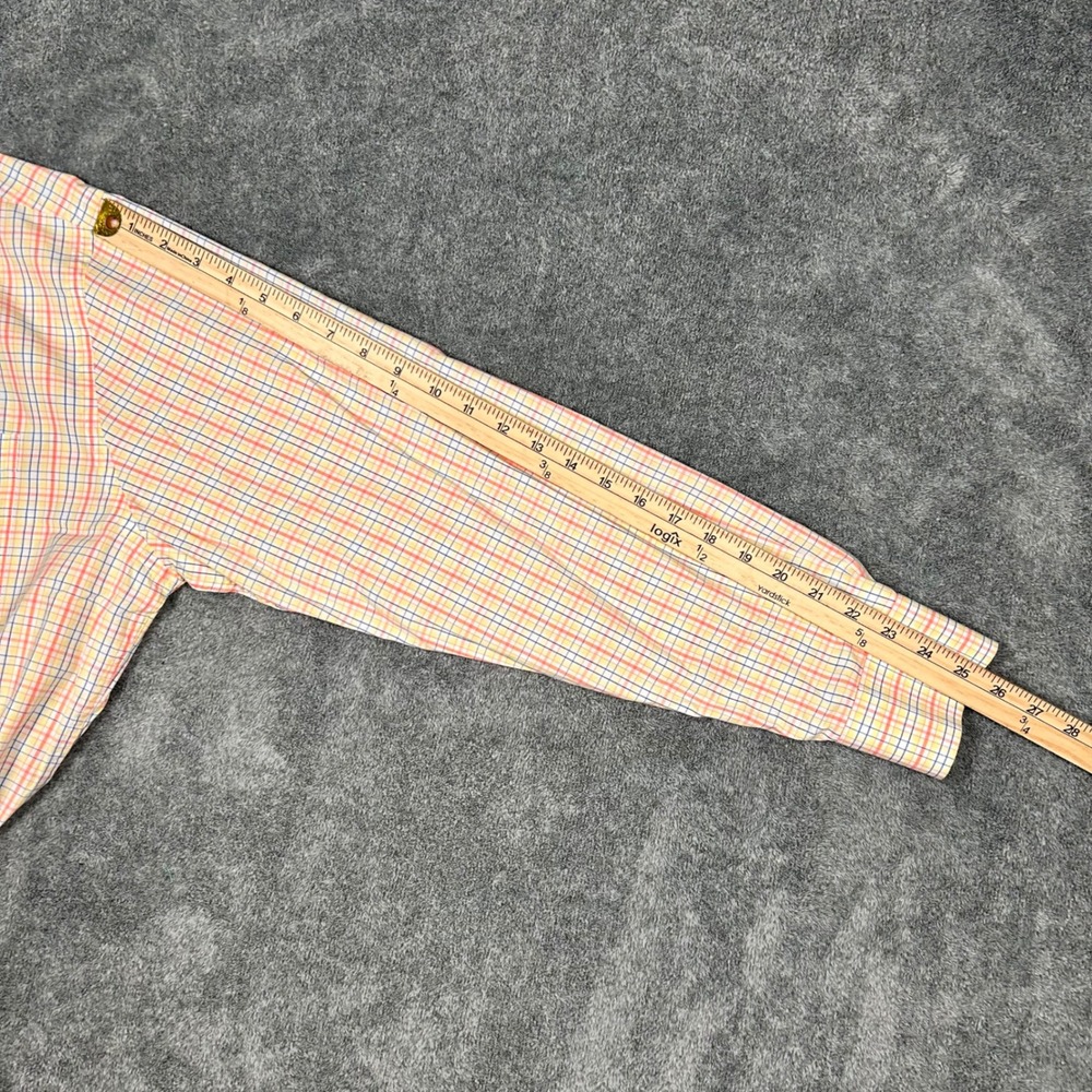Southern Tide Button Down Shirt Mens Large Tattersall Check Orange Yellow Blue - Picture 9 of 14